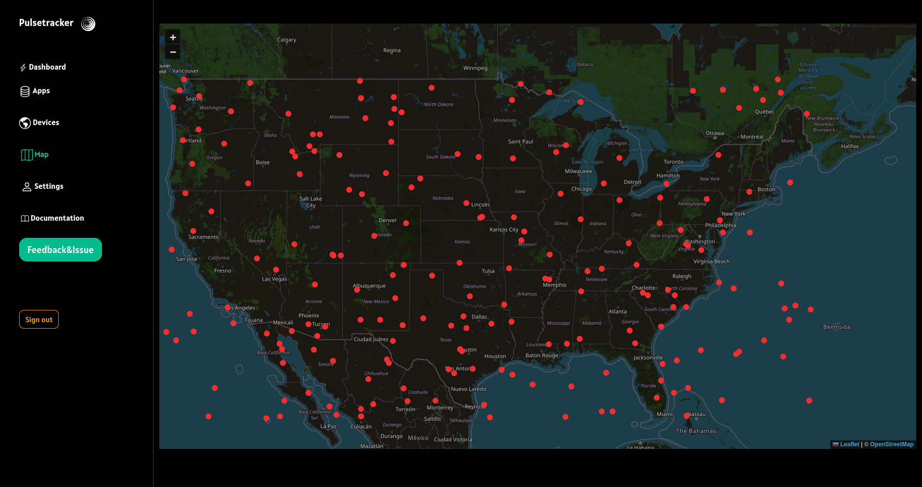 Pulsetracker Real-time location tracking for developers dashboard map